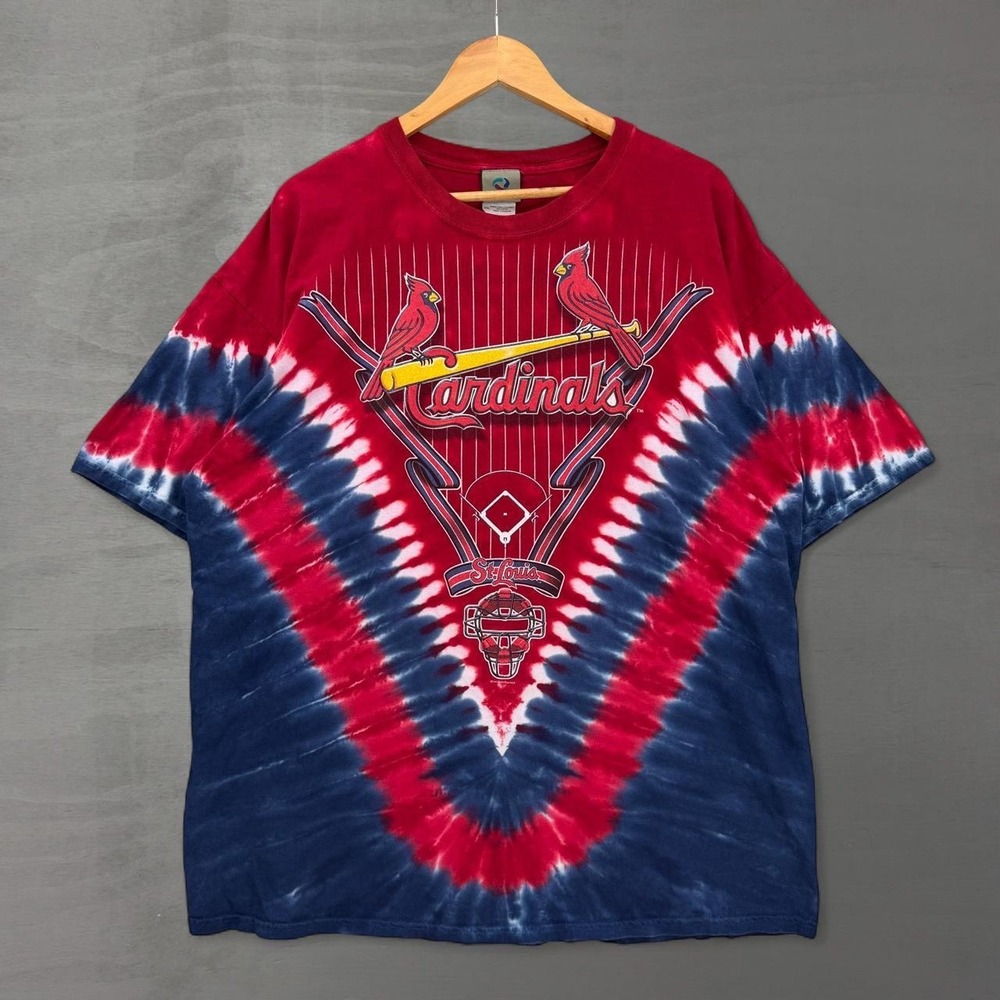 Vintage Liquid Blue St. Louis Cardinals T-Shirt Red Navy Tie Dye MLB Graphic 2XL